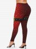 Christmas Santa Claus Belt Star Glitter 3D Print Plus Size Matching Set -  
