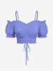 Ensemble assorti Hawaï à imprimé tropical fleurs et feuilles, grande taille - Bleu Poudre 