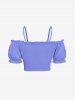Ensemble assorti Hawaï à imprimé tropical fleurs et feuilles, grande taille - Bleu Poudre 