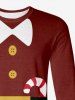 Christmas Santa Claus Candy Bowknot Belt Print Plus Size Matching Outfit For Couples -  