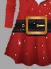 T-shirt de Noël grande taille avec ceinture Père Noël et étoiles scintillantes, imprimé 3D - Rouge XS