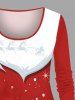 T-shirt de Noël grande taille avec ceinture Père Noël et étoiles scintillantes, imprimé 3D - Rouge XS
