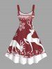 Robe débardeur grande taille à imprimé colorblock avec motif de cerf et flocons de neige, motif de Noël. - Rouge M
