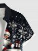 Chemise à boutons et poche pour homme, grande taille, motif Père Noël et flocons de neige. - Noir S