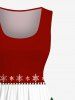 Robe vintage des années 50 à imprimé flocons de neige et sapin de Noël grande taille - Rouge 1X