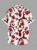 Chemise à carreaux de Noël grande taille pour homme, avec imprimé de fleurs et de flocons de neige, boutons et poche. - Rouge 2XL