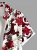 Chemise à carreaux de Noël grande taille pour homme, avec imprimé de fleurs et de flocons de neige, boutons et poche. - Rouge 2XL