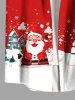 Plus Size Christmas Snowman Santa Claus Snowflake Print Buttons Pocket Shirt For Men -  