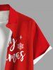 Plus Size Christmas Snowman Santa Claus Snowflake Print Buttons Pocket Shirt For Men -  