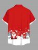 Plus Size Christmas Snowman Santa Claus Snowflake Print Buttons Pocket Shirt For Men -  