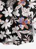 Jupe hawaïenne fendue à imprimé tropical et fleurs, grande taille - Noir 4X