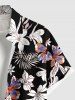 Chemise hawaïenne grande taille à imprimé tropical, fleurs et feuilles, avec poches et boutons, pour homme - Noir 6XL