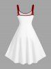 Robe débardeur trapèze imprimée écharpe bonhomme de neige grande taille - Blanc XXS