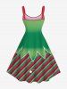 Robe trapèze imprimée lutin de Noël grande taille - Vert 6X