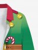 Chemise à manches longues boutonnée grande taille avec imprimé de bonbons et d'elfes de Noël pour hommes - Vert M