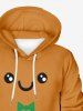 Plus Size Christmas Gingerbread Print Pocket Drawstring Pullover Long Sleeves Hoodie For Men -  