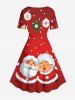 Plus Size Christmas Ball Snowflake Santa Claus Print A Line Dress -  
