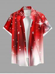 Plus Size Christmas Snowflake Glitter Stars Ombre Print Button Pocket Shirt For Men - Rouge 6XL