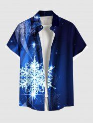Chemise à poches boutonnées grande taille pour homme, imprimé galaxie ombré pailleté flocons de neige, Noël - Bleu Ciel 2XL