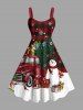 Christmas Tree Snowman Snowflake Car Gift Box Plaid Print Plus Size Matching Outfit For Couples -  