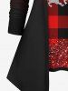 Christmas Elk Plaid Sparkling Sequin 3D Print Plus Size Matching Set -  