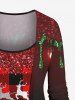 Christmas Elk Plaid Sparkling Sequin 3D Print Plus Size Matching Set -  
