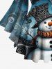 Christmas Snowman Spiral Ombre Print Long Sleeves Lattice T-shirt and Flare Pants Plus Size Matching Set -  