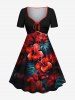 Hibiscus Flowers Tropical Leaf Print Plus Size Matching Hawaii Beach Outfit For Couples -  