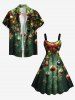 Christmas Snowflake Ball Bowknot Holly Print Plus Size Matching Outfit For Couples -  
