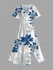 Two Tone Leaf Print Plus Size Matching Hawaii Beach Outfit For Couples -  