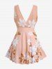 Maillot de bain tankini grande taille à imprimé fleurs, feuilles et branches, coupe shorty - orange clair L | US 12