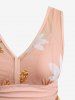 Maillot de bain tankini grande taille à imprimé fleurs, feuilles et branches, coupe shorty - orange clair L | US 12