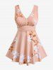 Maillot de bain tankini grande taille à imprimé fleurs, feuilles et branches, coupe shorty - orange clair L | US 12