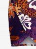 Paréo de plage convertible grande taille à imprimé ethnique hawaïen dégradé et fleurs d'hibiscus - Pourpre  5X