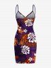 Paréo de plage convertible grande taille à imprimé ethnique hawaïen dégradé et fleurs d'hibiscus - Pourpre  5X