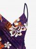 Paréo de plage convertible grande taille à imprimé ethnique hawaïen dégradé et fleurs d'hibiscus - Pourpre  5X
