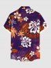 Chemise à poches boutonnées grande taille pour homme, imprimé ethnique à fleurs d'hibiscus, dégradé hawaïen - Pourpre  M