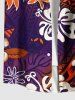 Plus Size Hibiscus Flower Ethnic Print Hawaii Ombre Button Pocket Shirt For Men -  