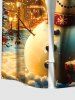 Plus Size Glitter Christmas Snowflake Castle Snowman Print Button Pocket Shirt For Men -  
