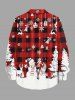 Chemise à carreaux grande taille pour homme, motif sapin de Noël, bonhomme de neige, flocon de neige et élan, avec boutons et poche. - Rouge M