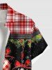 Chemise à carreaux grande taille pour homme, motif boules de Noël, houx, fruits et flocons de neige, boutons et poche - Noir S