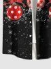 Chemise à carreaux grande taille pour homme, motif boules de Noël, houx, fruits et flocons de neige, boutons et poche - Noir L