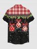 Chemise à carreaux grande taille pour homme, motif boules de Noël, houx, fruits et flocons de neige, boutons et poche - Noir L