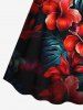 Robe hawaïenne grande taille à imprimé tropical et fleurs d'hibiscus, cintrée - Noir XXS