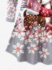 Plus Size Christmas Tree Elk Snowflake Flowers Print Long Sleeves T-shirt -  