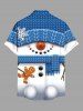 Chemise à poches boutonnées grande taille pour homme, imprimée de bonhomme de neige, de flocons de neige et de pain d'épice de Noël. - Bleu Ciel M