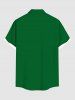 Plus Size Christmas Elf Print Buttons Pocket Shirt For Men -  