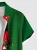 Plus Size Christmas Elf Print Buttons Pocket Shirt For Men -  