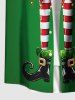 Plus Size Christmas Elf Print Buttons Pocket Shirt For Men -  
