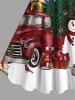 Plus Size Christmas Tree Snowman Snowflake Car Gift Box Plaid Print Tank Dress -  